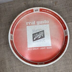 Vintage  SCHLITZ REAL GUSTO METAL BEER SERVING TRAY 13"